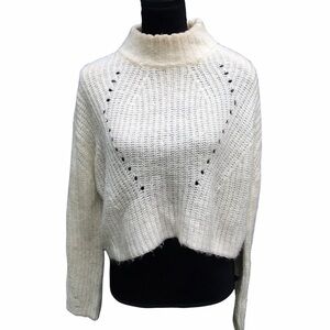 UNIF White Knit Turtleneck Cropped Sweater L